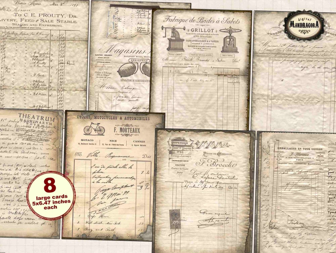 Vintage Ledger Papers, Scrapbooking Ledger Papers, Junk Journal Ledger