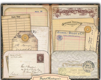 Vintage Office Ephemera: Junk Journal Paper Pack (Digital Download)