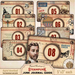 Steampunk Number Cards: Vintage Science Ephemera for Junk Journals