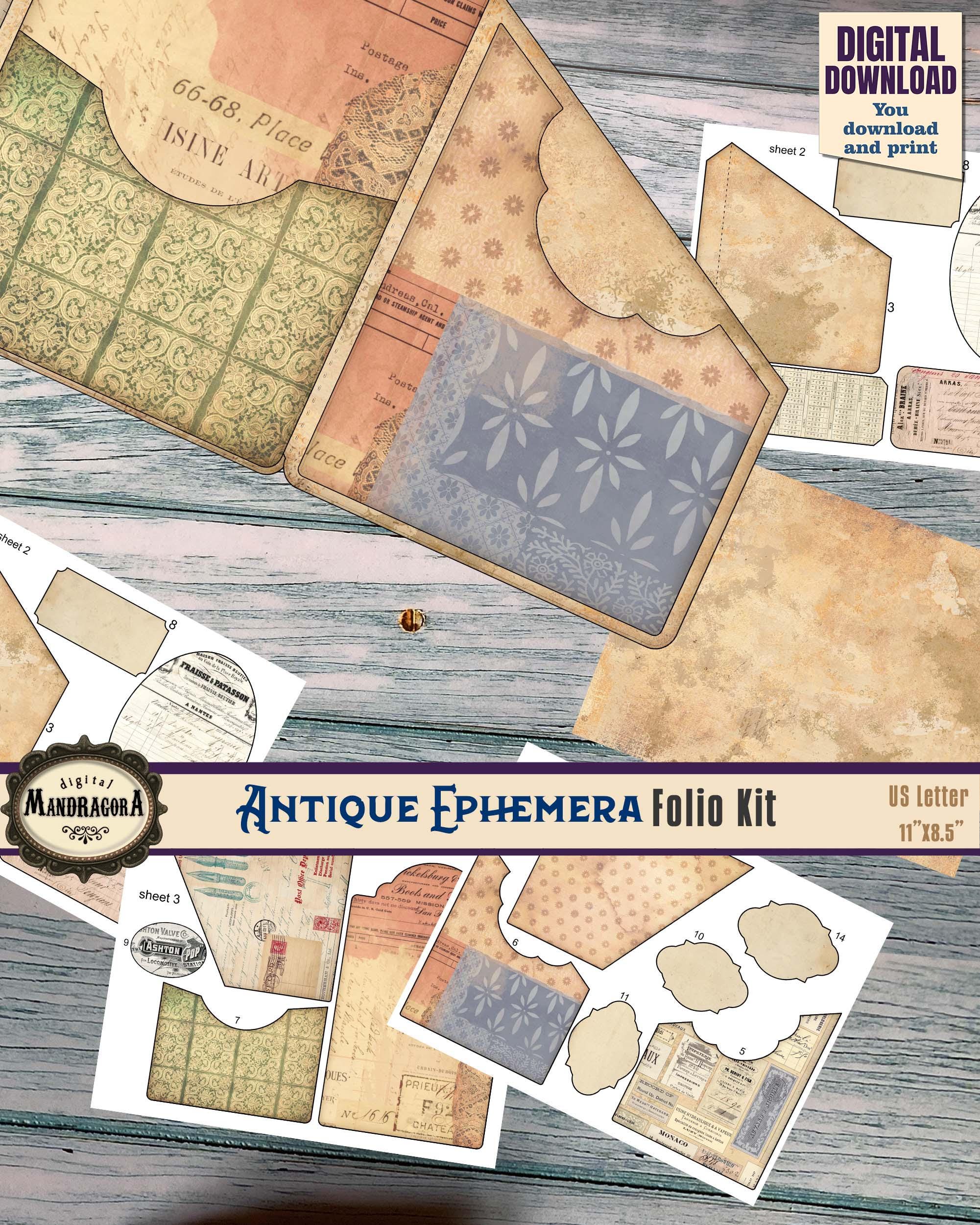 Tri-fold Junk Journal Folio Kit · Vintage Easy Project Ephemera Holder ...