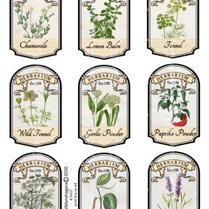 Herbal Apothecary Labels, Herb Labels, Herbs, Spices, Pharmacy Labels ...