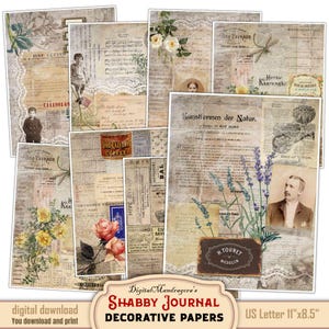 Vintage Ephemera Paper Pack: Scrapbooking, Decoupage (Digital Download)