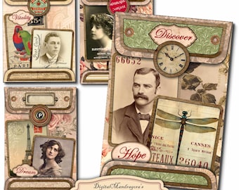 Junk Journal Add-On Antique Floral Envelopes: Vintage Ephemera