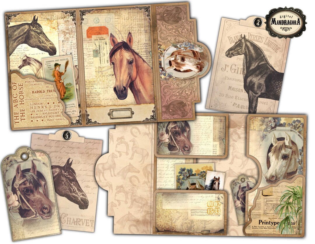 Vintage Horses Equestrian Folding Folio Craft Kit Folding - Etsy