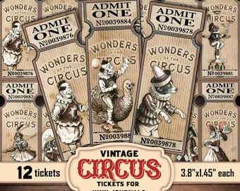 ヴィンテージ サーカス チケット、ジャンク ジャーナル、サーカス