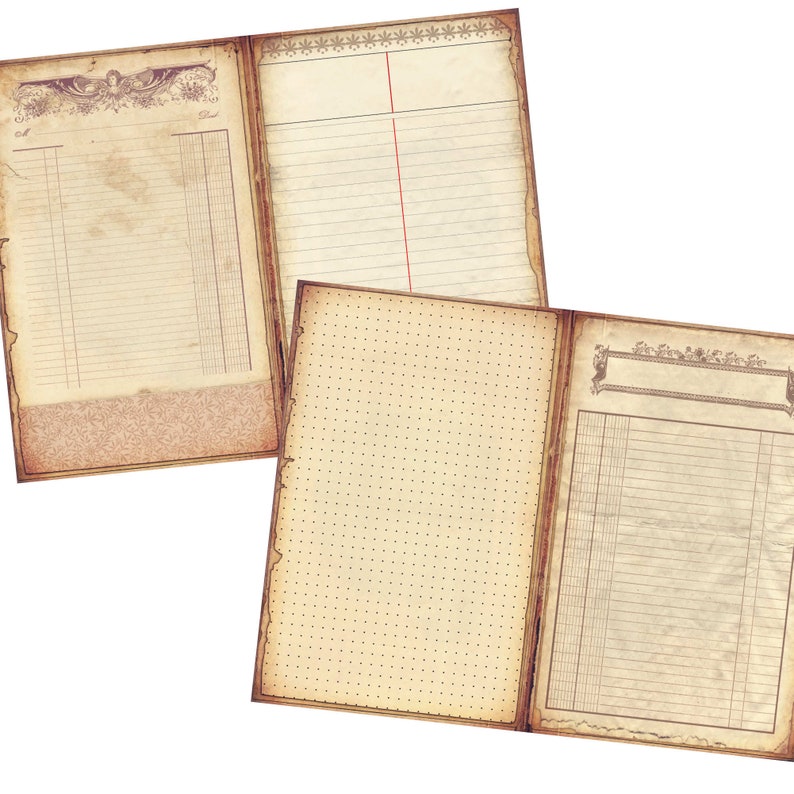 Grunge Shabby Junk Journal Kit with Double Pages - Printable Digital Ephemera