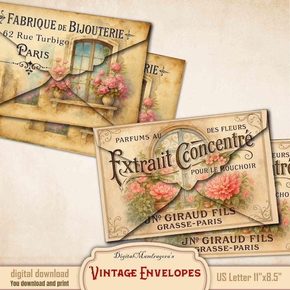 French Envelope Layout Vintage French Envelope