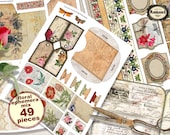Floral Ephemera Mix: Vintage Scrapbook Embellishments (Digital Download)