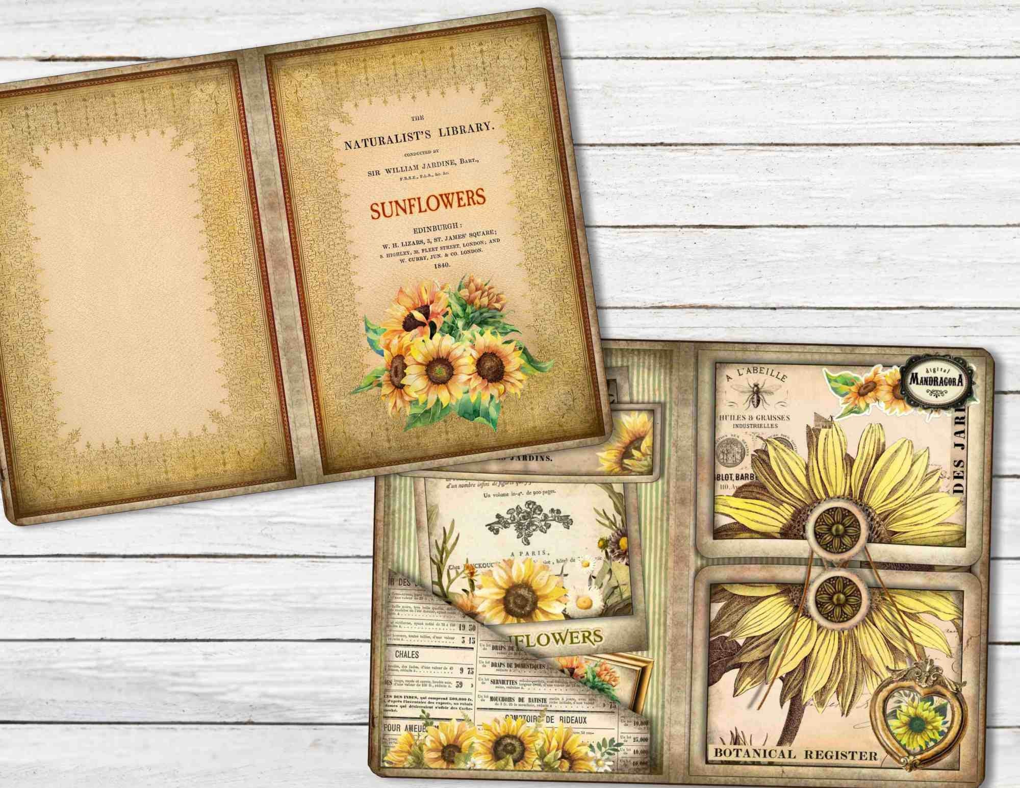 Sunflower Junk Journal Kit: Printable Ephemera Folio (digital Download ...