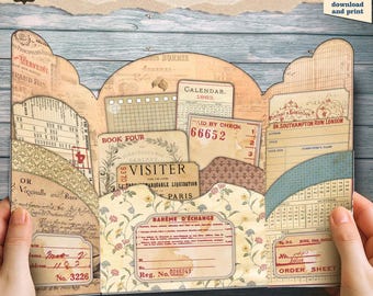 Vintage Ephemera Holder: DIY Junk Journal Cards and Tags (Digital Printable)