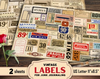 Vintage Ephemera: Scrapbooking Tags and Labels (Digital Download)