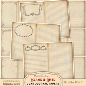 Vintage Journal Pages: Neutral Ephemera, Scrapbook Kit (Digital Download, PDF & JPEG Files)