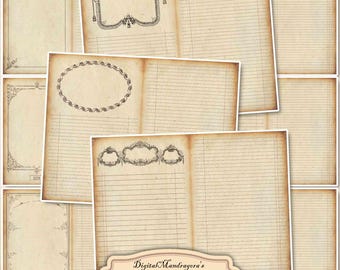 Vintage Journal Pages: Neutral Ephemera, Scrapbook Kit (Digital Download, PDF & JPEG Files)