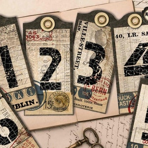 Steampunk Ephemera Tags: Industrial Grunge Scrapbook Labels (Digital Download)