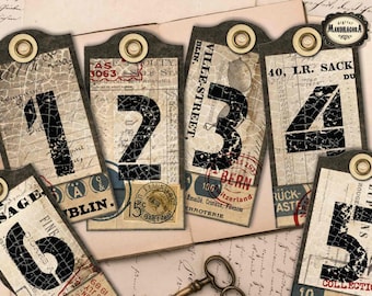 Steampunk Ephemera Tags: Industrial Grunge Scrapbook Labels (Digital Download)