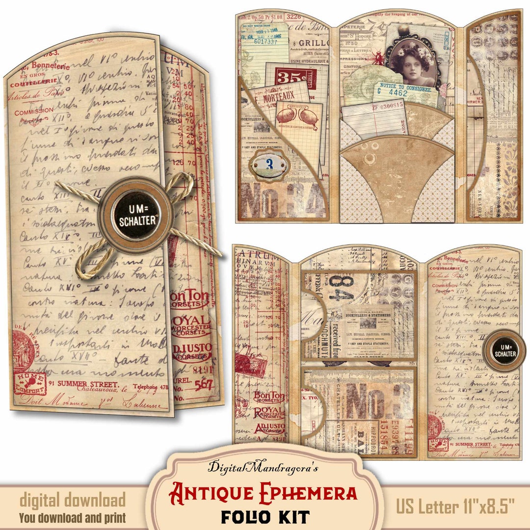 Vintage Junk Journal Old Prints Kit — Printable Journaling Pages ...