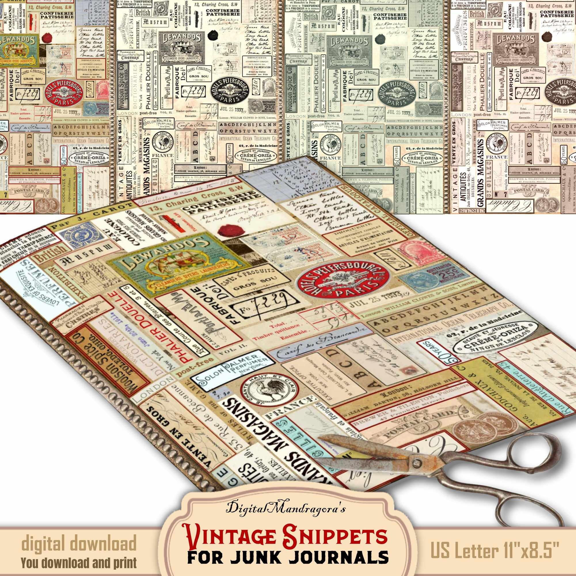 Vintage Ephemera Fussy Cuts: Junk Journal Labels (Digital Download)