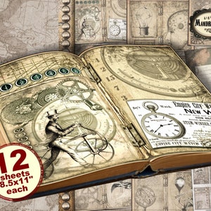 Steampunk junk journal, junk journal kit, steampunk, steampunk journal , steampunk digital prints, instant digital download