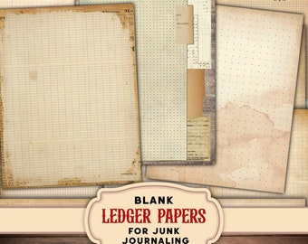 Grunge Notebook & Stained Ledger Papers — Vintage Printable Junk Journal Pages, Blank Writing Paper Set