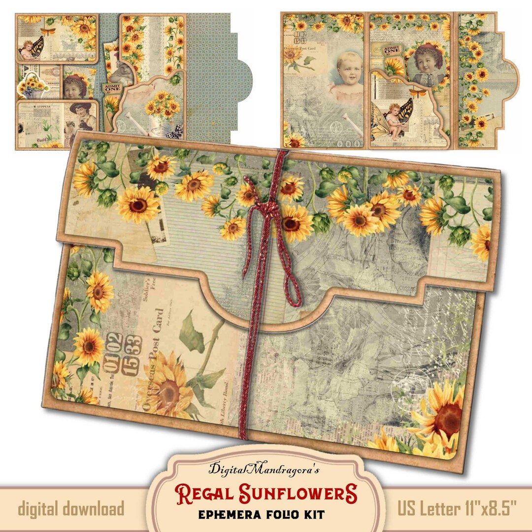 Sunflower Junk Journal Kit: Digital Floral Ephemera (PDF) - Etsy