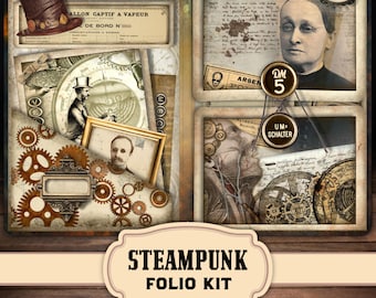 Steampunk Junk Journal Folio Kit: Industrial Scrapbooking (Digital)