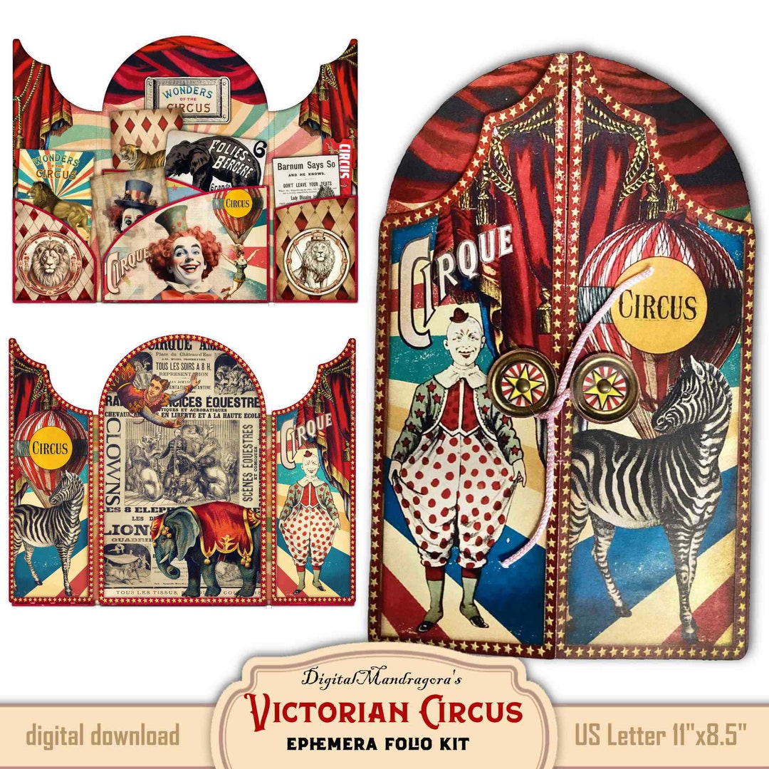 Victorian Circus Ephemera Folio Kit: Junk Journal Embellishments ...