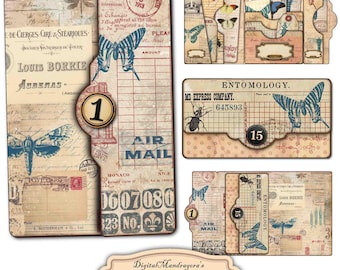 Entomology Junk Journal Kit: Butterfly Ephemera, Vintage Folio (Digital)