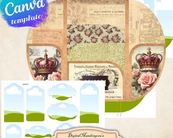 Trifold Folio Canva Template: Scrapbooking Journal Kit (Digital Download)