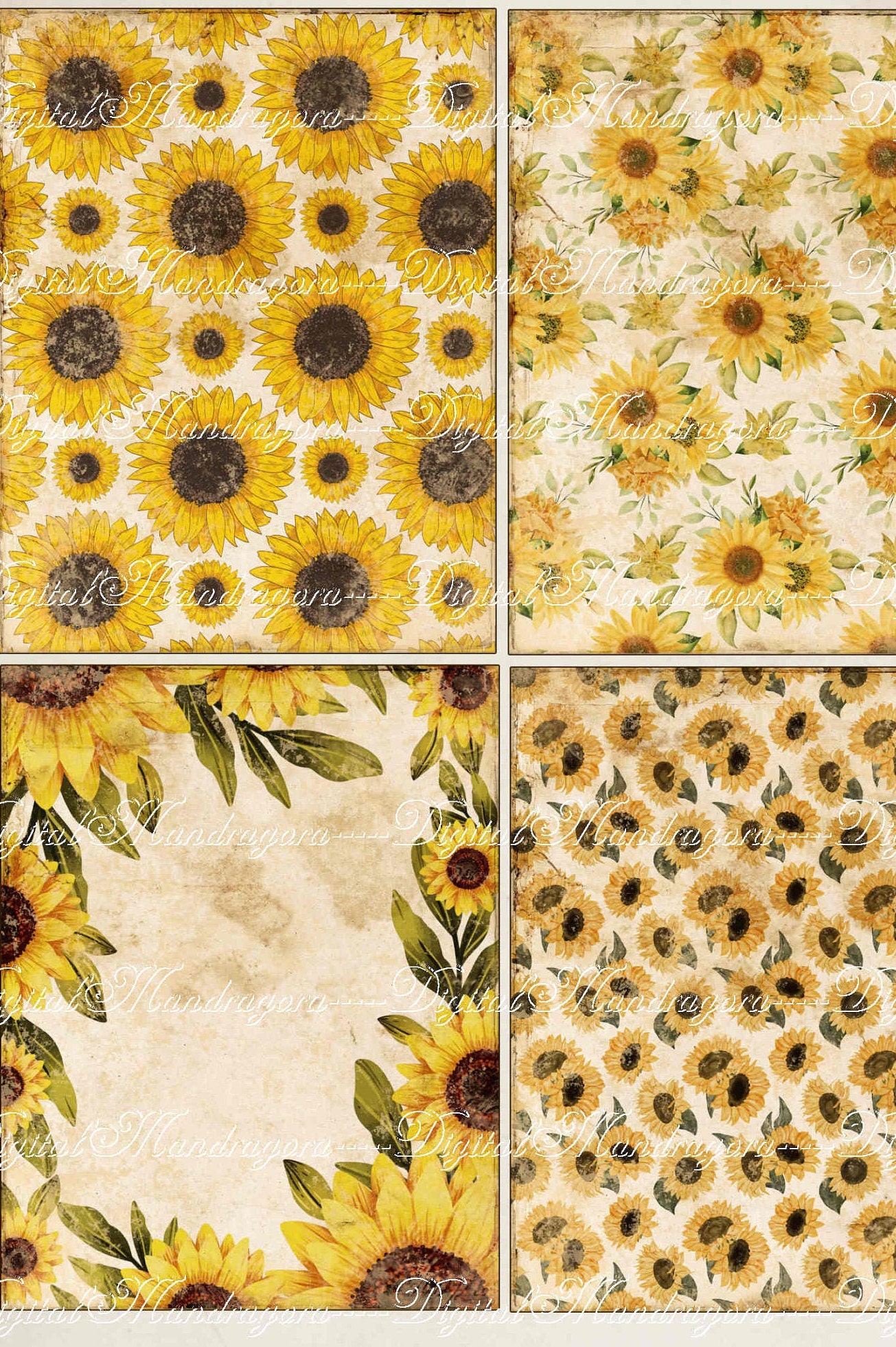 Sunflowers Decorative Paper Pack Sunflower Prints Vintage - Etsy