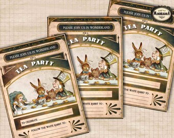 Alice in Wonderland Tea Party Invitation: Mad Hatter Invite (Digital Download)
