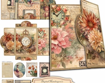 Vintage Floral Ephemera Folio Kit: Junk Journal Printable (Digital Download)