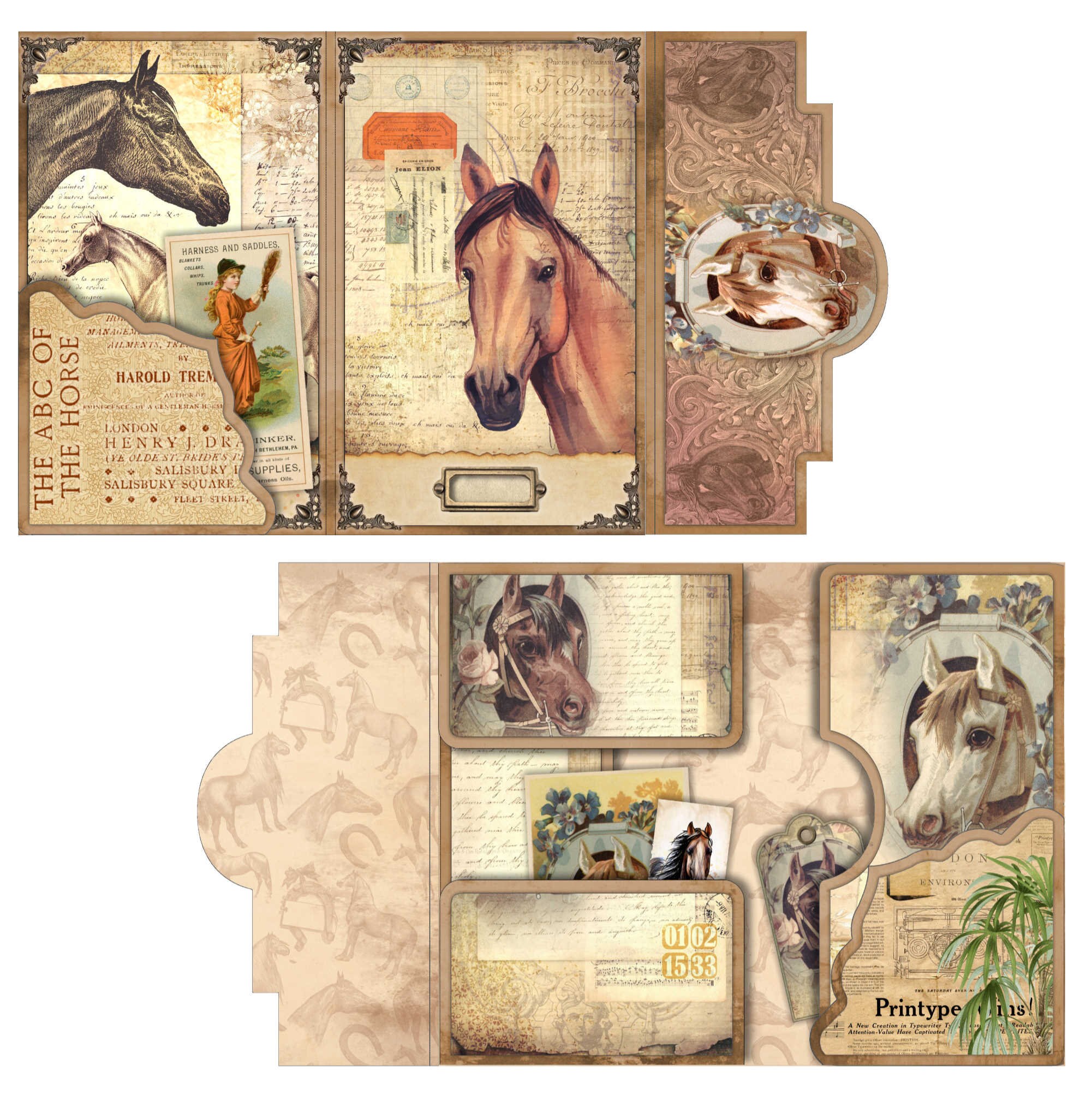 Vintage Horses Equestrian Folding Folio Craft Kit Folding - Etsy