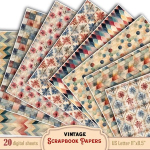 Vintage Watercolor Geometric Digital Paper Pack for Crafting, Journaling, Decoupage and Scrapbooking (11x8.5) - Not Seamless Pattern Design