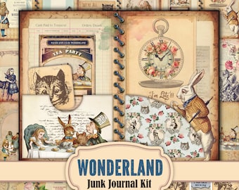 May include: A digital scrapbook kit with a whimsical Wonderland theme. The kit includes images of Alice in Wonderland characters, teacups, clocks, and other whimsical elements. The kit is perfect for creating unique and personalized scrapbooks, journals, and other paper crafts.