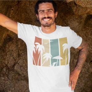 White Palm and Beach Scene Silhouette Short-Sleeve Unisex T-Shirt