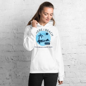 Where I Beach Palm Trees VW Bus Customizable Unisex Hoodie
