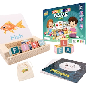 Spelling Game for Kids, Montessori Alphabet Learning Toy, Educational Spelling Game, Boys & Girls 6, 7, 8 Years Old, Easter Christmas Toy