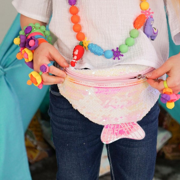 Perles de jouets avec sac de hanche sirène, cadeau de fille de 4 ans, cadeau de fille de 5 ans, cadeau de fille de 6 ans, cadeau de fille de 7 ans, cadeau de fille de 8 ans