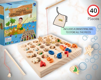 Eco-Friendly Magnetic Fishing Toy, Montessori Style Educational toy for Preschoolers, Ideal Christmas and Easter Gift for 3 4 5 6 Year Olds