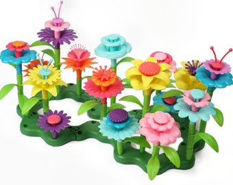 Stacking For Toddlers, Flower Building Toy Set, Colorful Garden Game for Kids Age 2, 3, 4, 5 Years Old, Educational Gifts Christmas Gift