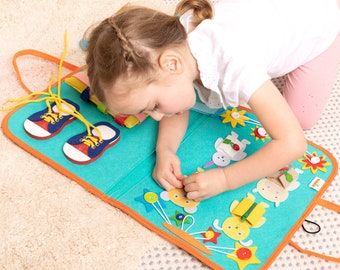 Busy Board Jouets Montessori pour tout-petits Jouets sensoriels, cadeaux 1 2 3 4 ans filles, garçons préscolaire, activités d'apprentissage, voyage éducatif