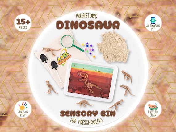 Prehistoric Dinosaur Sensory Bin for Preschoolers: Ideal Educational Gift for Christmas & Easter for 3 4 5 6 Year Olds, Quiet Time Activity