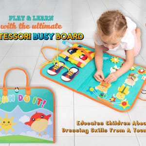 Montessori Style Large Sensory Busy Board, Handmade Felt Busy Board for Early Learning, Ideal Christmas & Easter Gift for 3 4 5 6 Year Olds