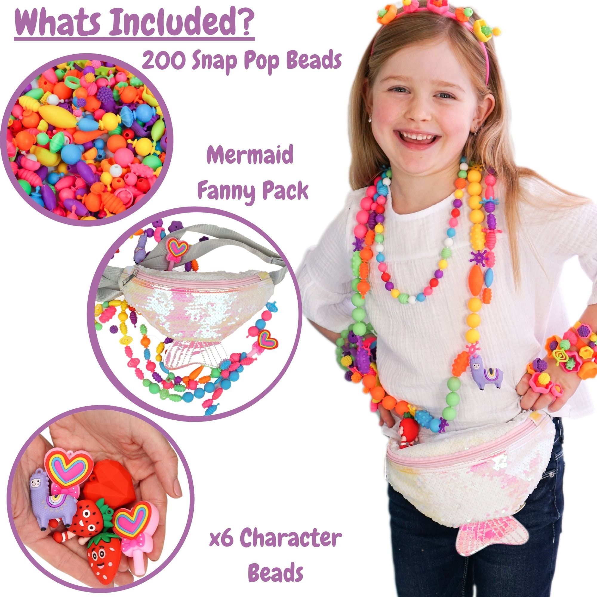 Girls Jewelry Making Beading, Arts and Crafts, Interlocking Click Beads,  Travel Toy, Toddlers and Kids Age 4-6, 5-8, Christmas Toy -  Hong Kong
