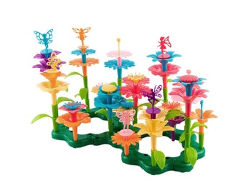 Flower Building Toy Set, Stacking For Toddlers, Colorful Garden Game for Kids Age 3, 4, 5, 6  Years Old, Safe Educational Christmas Gift
