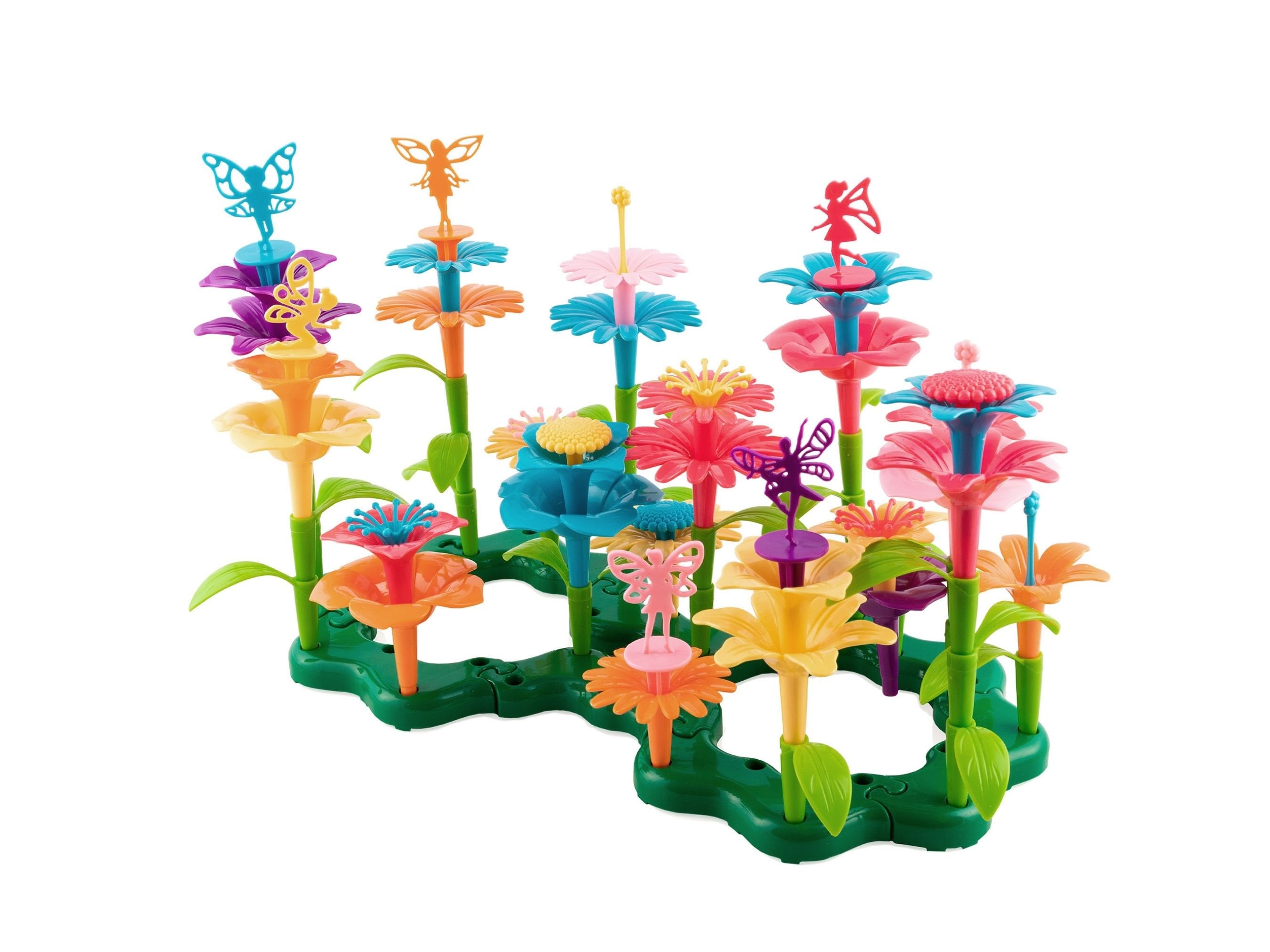 100pcs Jouets de Construction de Jardin de Fleurs,Jouet Fille 3 4 5  Ans,Bricolage Ensembles de Bouquets pour Filles Cadeaux pour Enfants