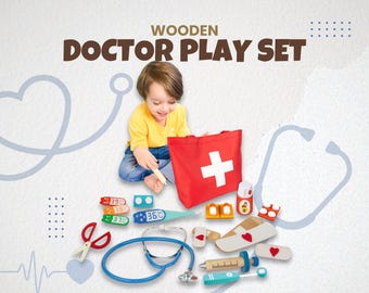Montessori Medical Toy Set: Wooden Doctor Kit for Kids, Best Educational Birthday Gift for Kids (Ages 3–6), Doctor Play Set, Kids Role Play