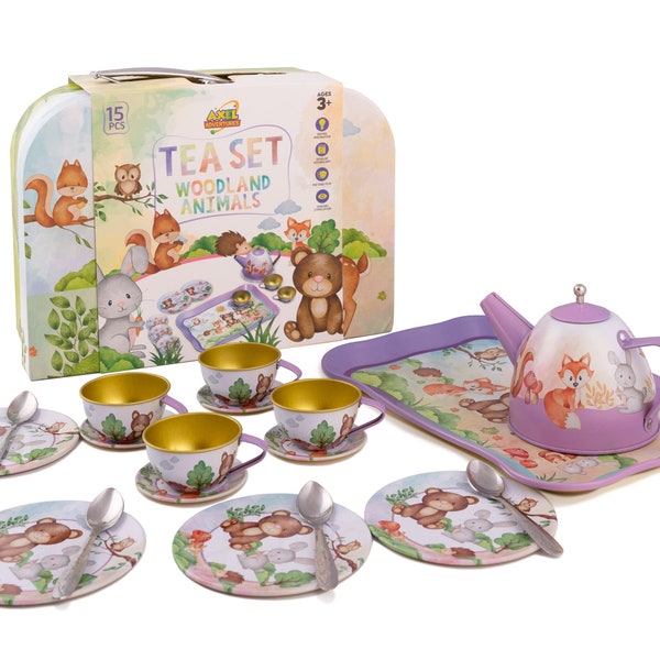 Christmas Gift for Girls, Girls Gift, Tea Set for Kids, Kids Toys, Pretend Play for Girls, Woodland Animal Theme Toy for Girls and Boys