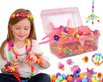 Snap Pop Beads - Toddlers Jewellery Making Easter Crafts Kit for Girls - DIY Bracelet, Necklace, Ring Making For Little Girls 5, 6, 7, 8