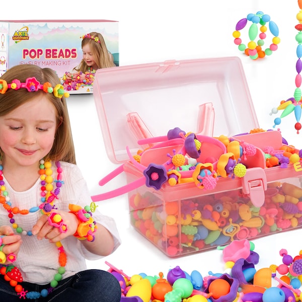 Snap Pop Beads for Girls, Kid Crafts Jewelry Making Kit, Non Toxic Safe Childs Sensory, 3, 4, 5 Year old Easter Educational Toys, Christmas